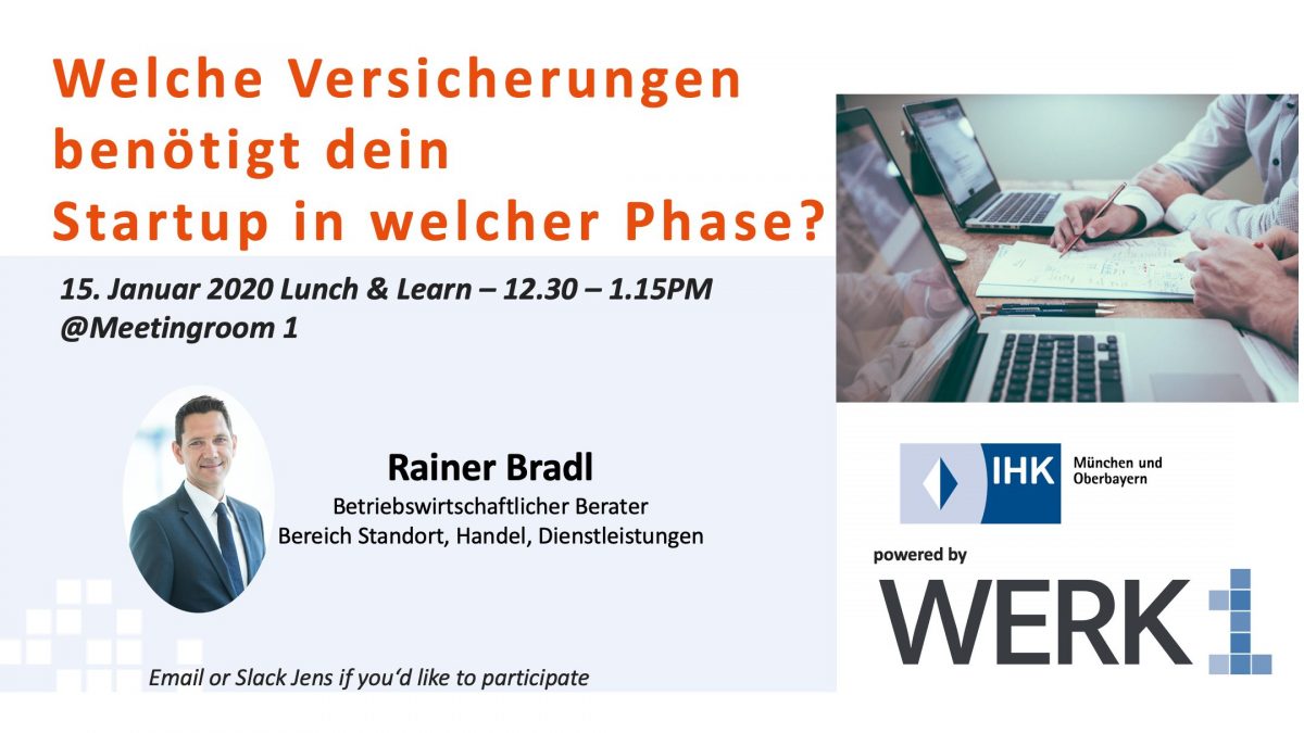 Lunch & Learn I “Welche Versicherungen benötigt dein Startup in welcher Phase?”